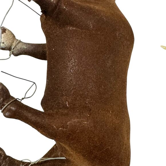 Vintage Flocked Animal Figurine Longhorn Made In Hong Kong Texas Longhorn Farm - Picture 5 of 6